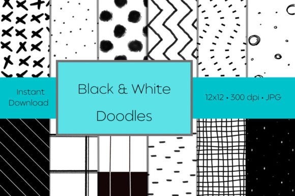 Download Black and White Doodle Digital Paper - Doodle digital paper Collection