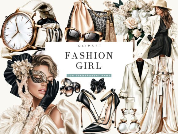 Download Fashion Girl Clipart Bundle - Fashion girl clipart Collection