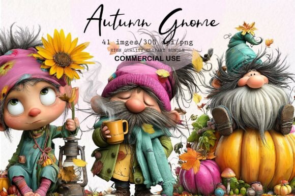 Download Whimsical Autumn Gnome Clipart - Gnome clipart Collection