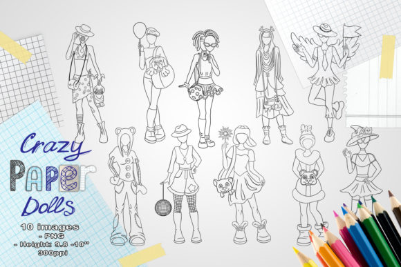 Download Paper Doll Digital Stamp Set - Premium Resources
