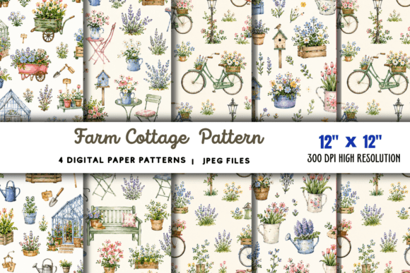 Download Farm Cottage Pattern, Farmhouse Pattern - Cottage pattern Collection