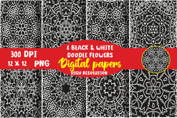 Download Black and White Doodle Digital Paper - Doodle digital paper Collection