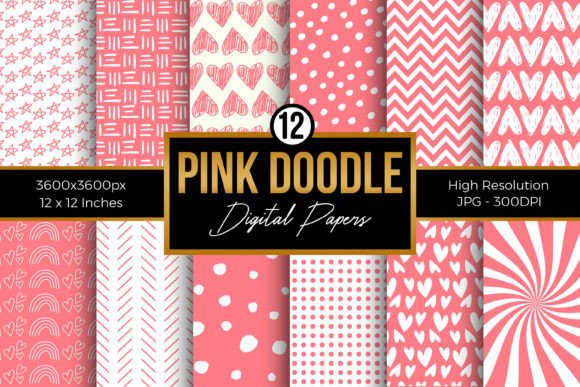 Download Cute Pink Doodle Digital Paper - Doodle digital paper Collection