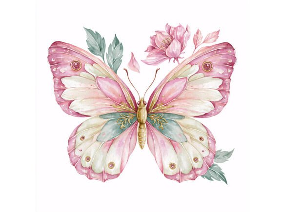 Download 11 JPG Pink Butterfly Watercolor Set - Jpg Collection