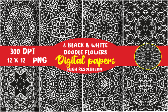 Download Black and White Doodle Digital Paper - Doodle digital paper Collection