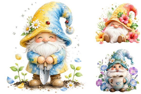 Download Watercolor Spring Gnome Clipart Bundle - Gnome clipart Collection